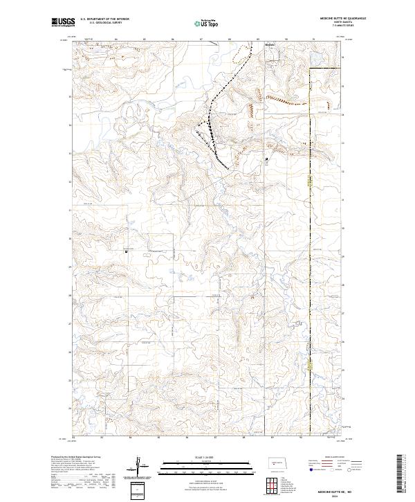 US Topo 7.5-minute map for Medicine Butte NE ND