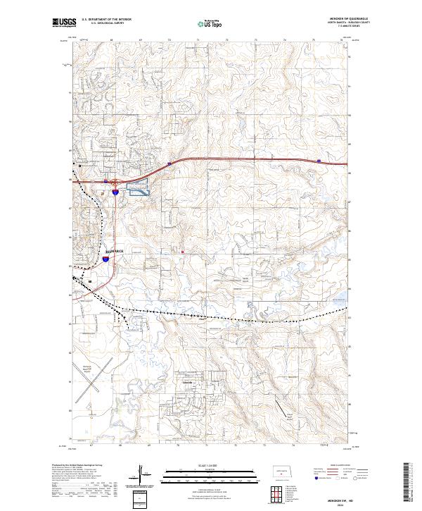 US Topo 7.5-minute map for Menoken SW ND