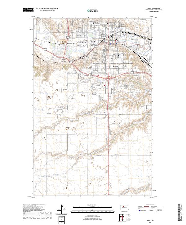US Topo 7.5-minute map for Minot ND