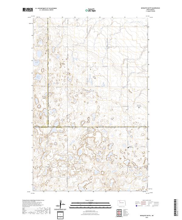 US Topo 7.5-minute map for Mosquito Butte ND