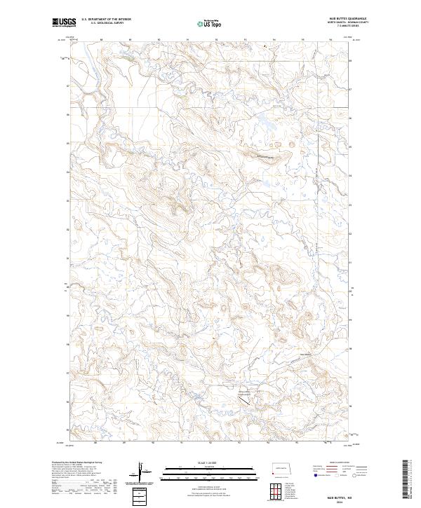 US Topo 7.5-minute map for Mud Buttes ND