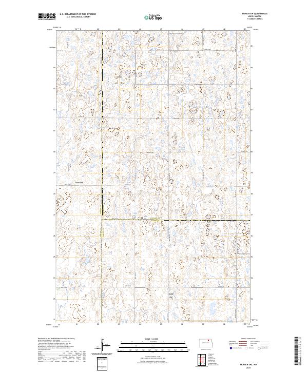 US Topo 7.5-minute map for Munich SW ND