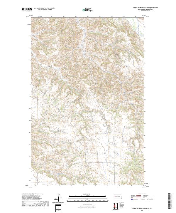 US Topo 7.5-minute map for North Killdeer Mountain ND