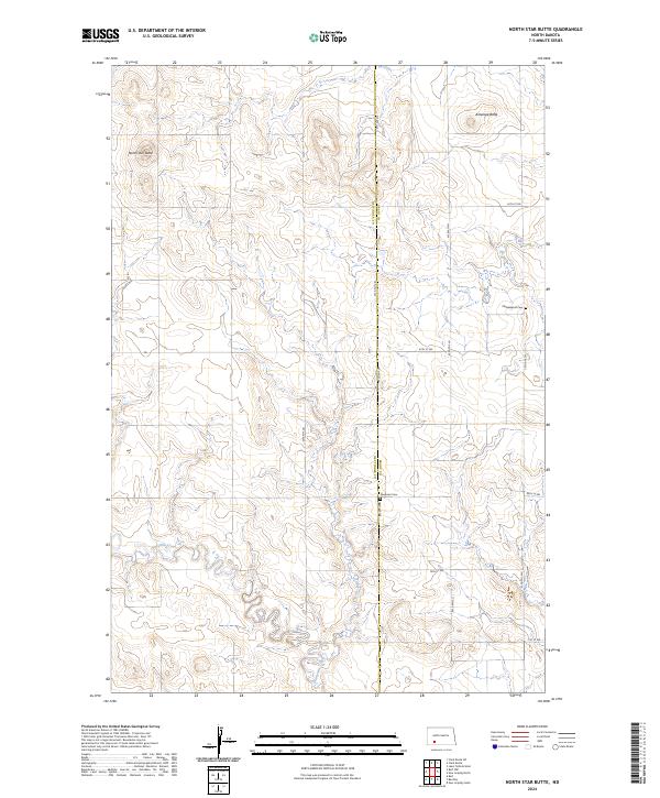 US Topo 7.5-minute map for North Star Butte ND