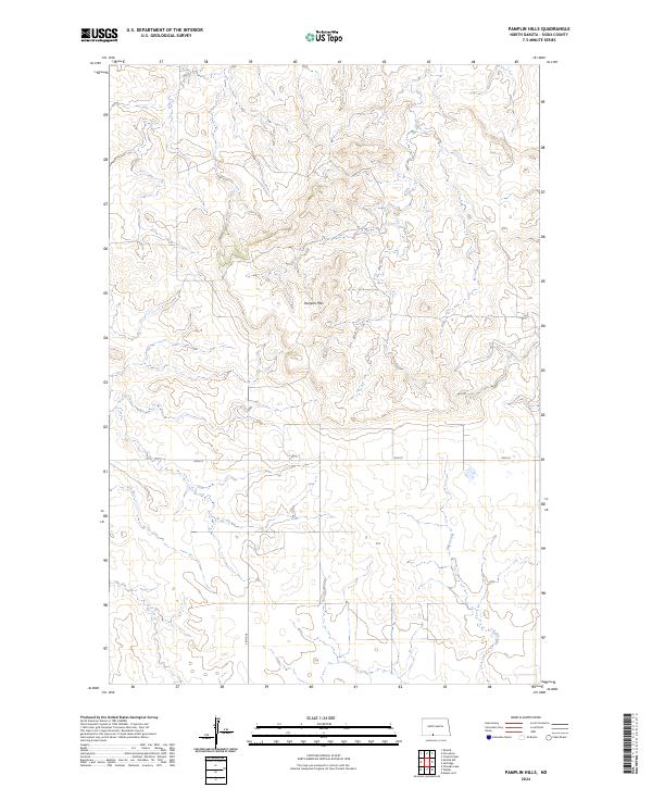 US Topo 7.5-minute map for Pamplin Hills ND
