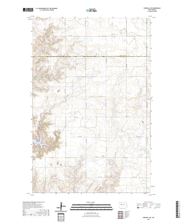 US Topo 7.5-minute map for Parshall SW ND