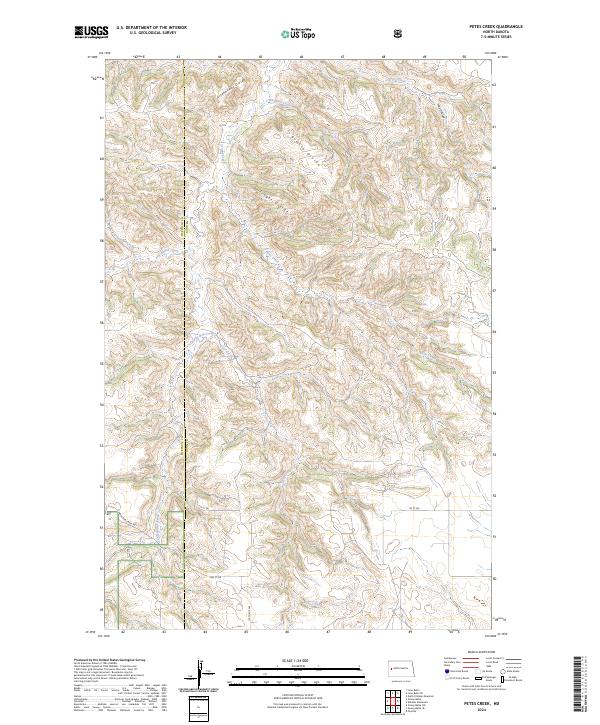 US Topo 7.5-minute map for Petes Creek ND