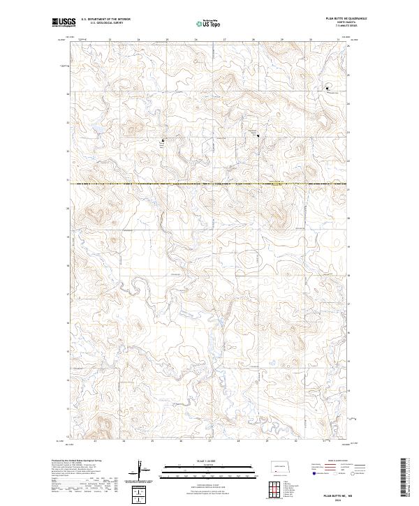 US Topo 7.5-minute map for Plum Butte NE ND