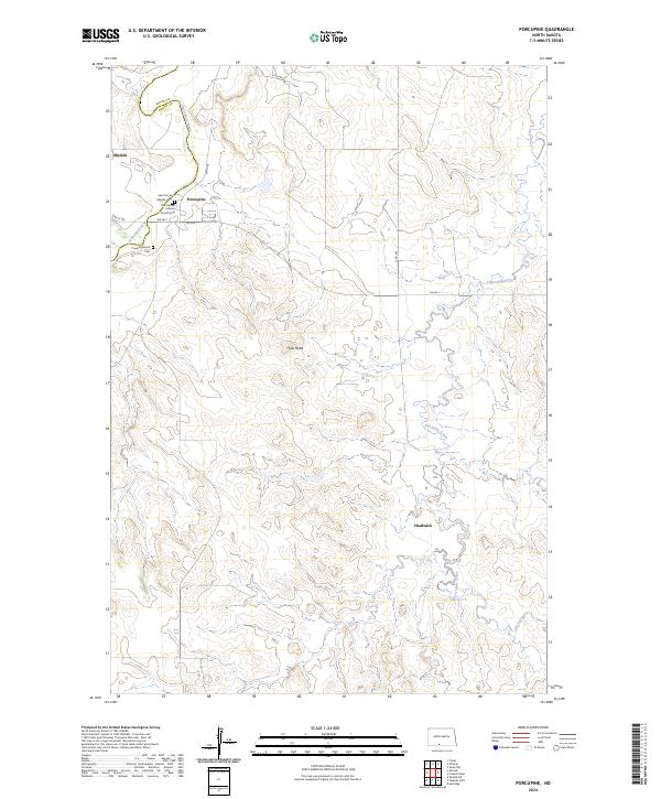 US Topo 7.5-minute map for Porcupine ND