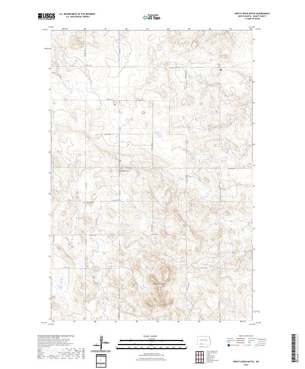 US Topo 7.5-minute map for Pretty Rock Butte ND