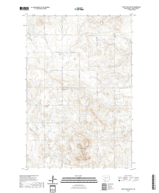 US Topo 7.5-minute map for Pretty Rock Butte ND – American Map Store