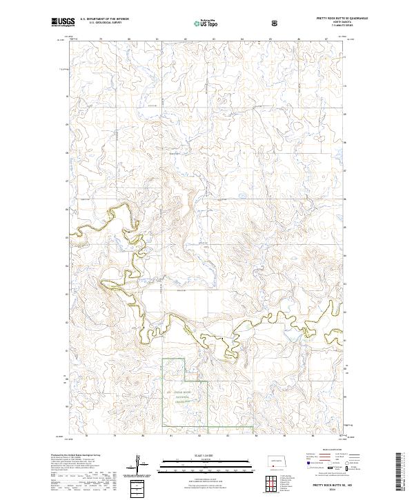 US Topo 7.5-minute map for Pretty Rock Butte SE ND