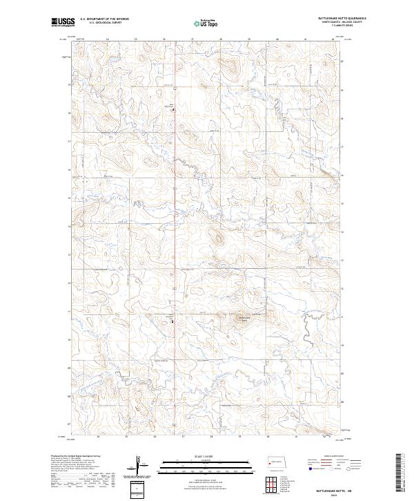 US Topo 7.5-minute map for Rattlesnake Butte ND