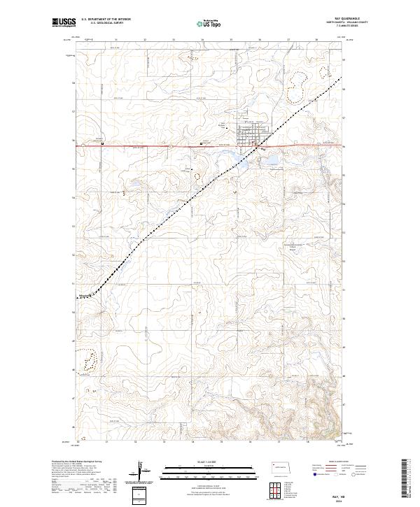 US Topo 7.5-minute map for Ray ND