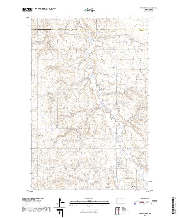 US Topo 7.5-minute map for Red Butte NW ND