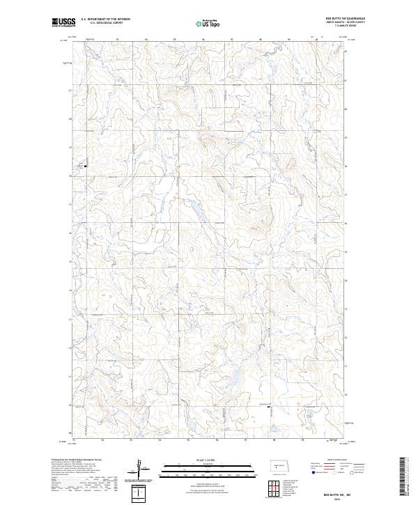 US Topo 7.5-minute map for Red Butte SW ND