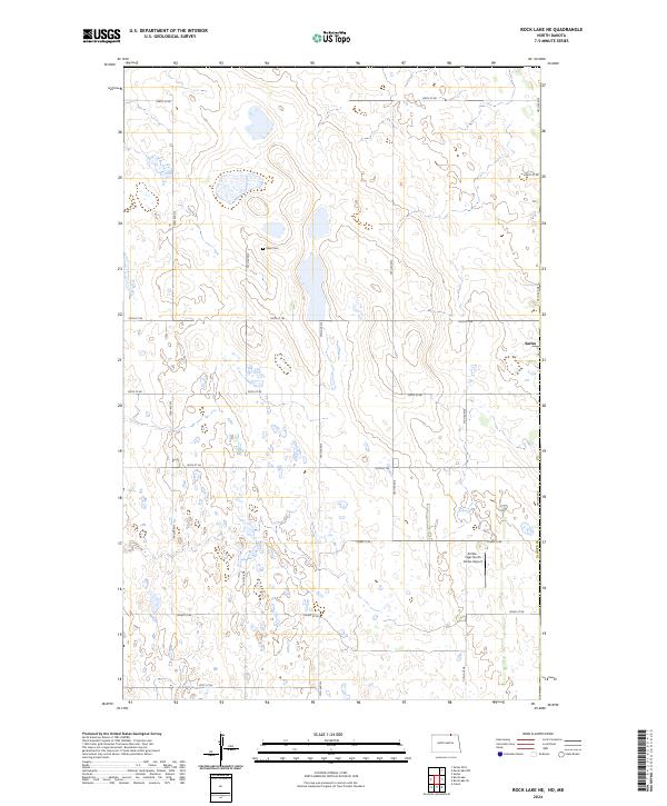 US Topo 7.5-minute map for Rock Lake NE NDMB