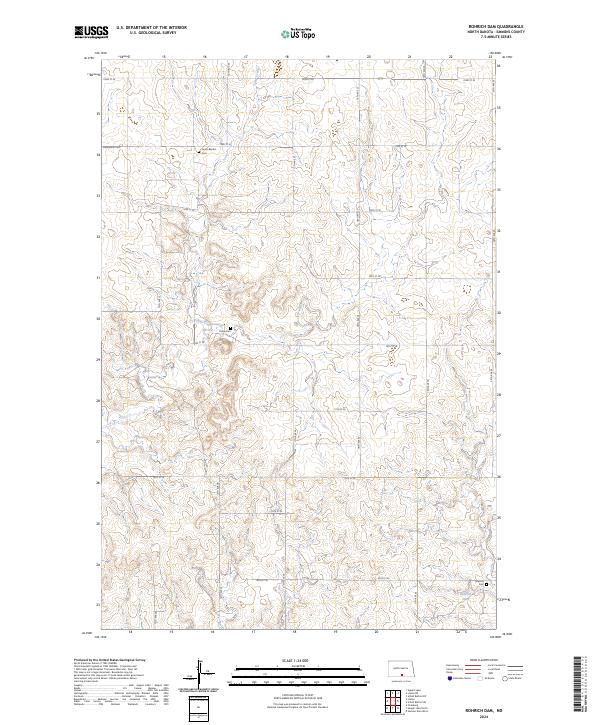 US Topo 7.5-minute map for Rohrich Dam ND