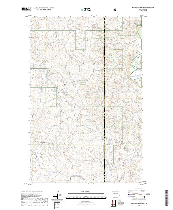 US Topo 7.5-minute map for Roosevelt Creek West ND