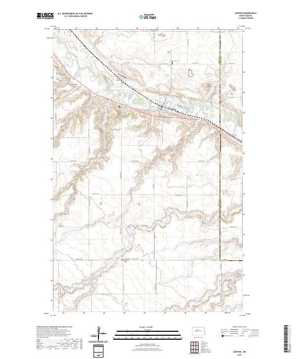 US Topo 7.5-minute map for Sawyer ND