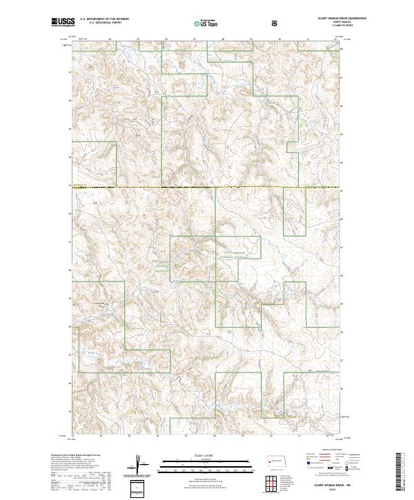 US Topo 7.5-minute map for Scairt Woman Draw ND