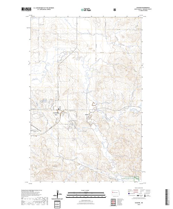 US Topo 7.5-minute map for Schafer ND
