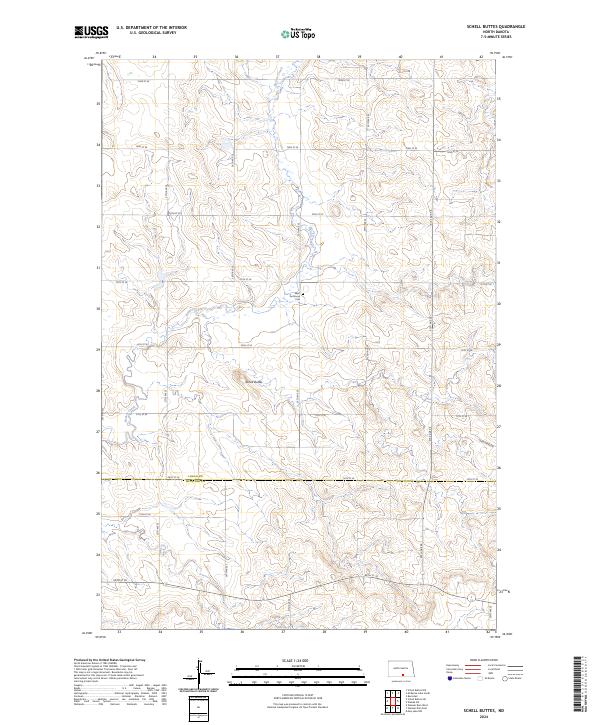 US Topo 7.5-minute map for Schell Buttes ND