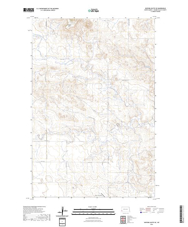 US Topo 7.5-minute map for Sentinel Butte SE ND