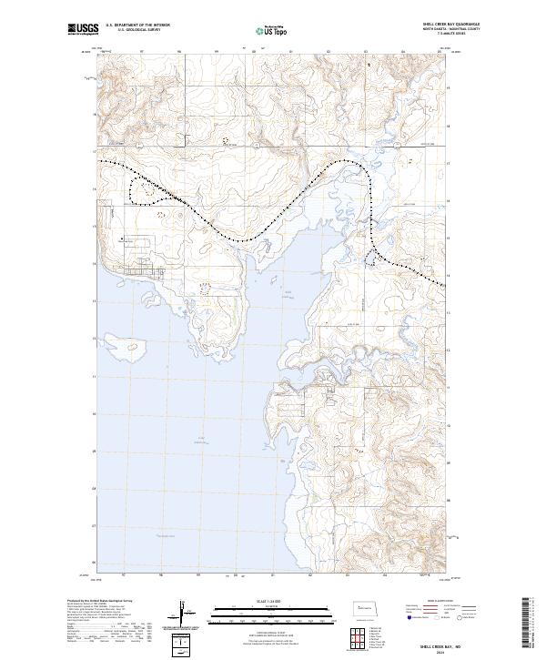 US Topo 7.5-minute map for Shell Creek Bay ND