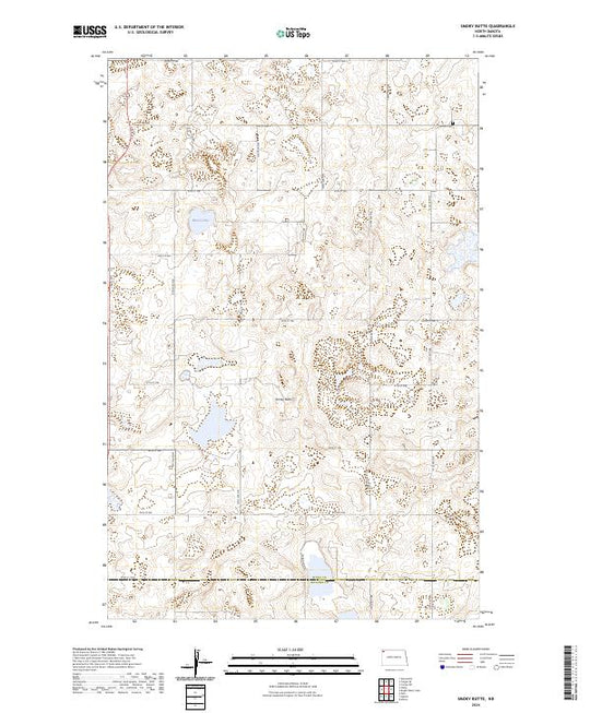 US Topo 7.5-minute map for Smoky Butte ND – American Map Store