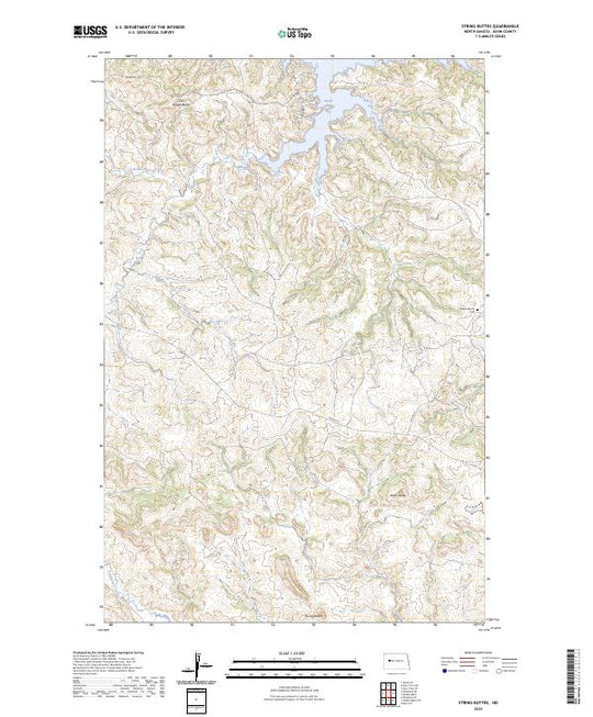 Topos String US Topo 7.5-minute map for String Buttes ND – American Map Store