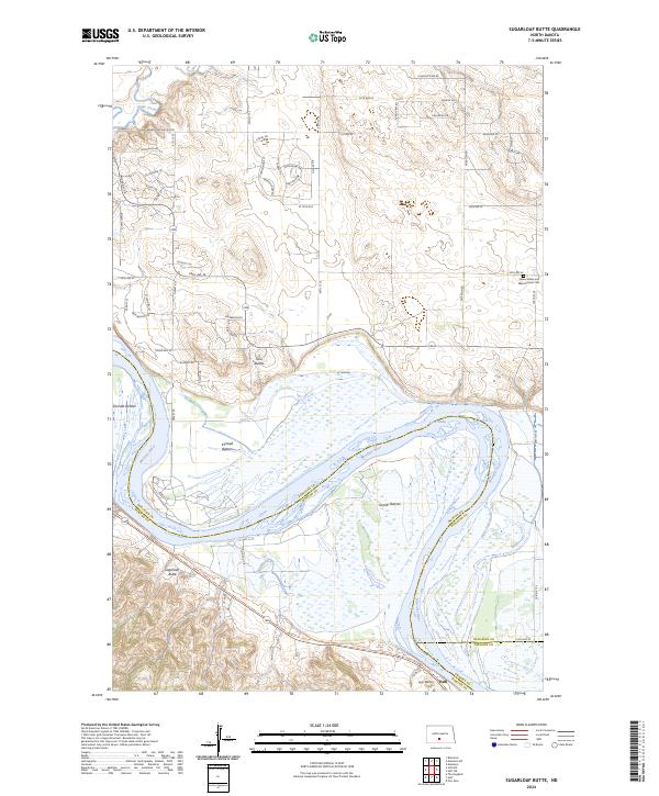 US Topo 7.5-minute map for Sugarloaf Butte ND