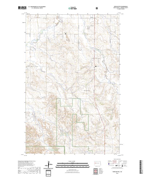 US Topo 7.5-minute map for Tepee Buttes ND