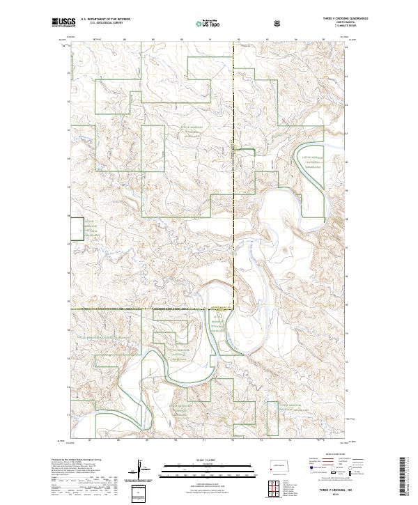 US Topo 7.5-minute map for Three V Crossing ND