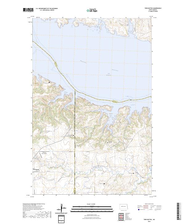 US Topo 7.5-minute map for Twin Buttes ND