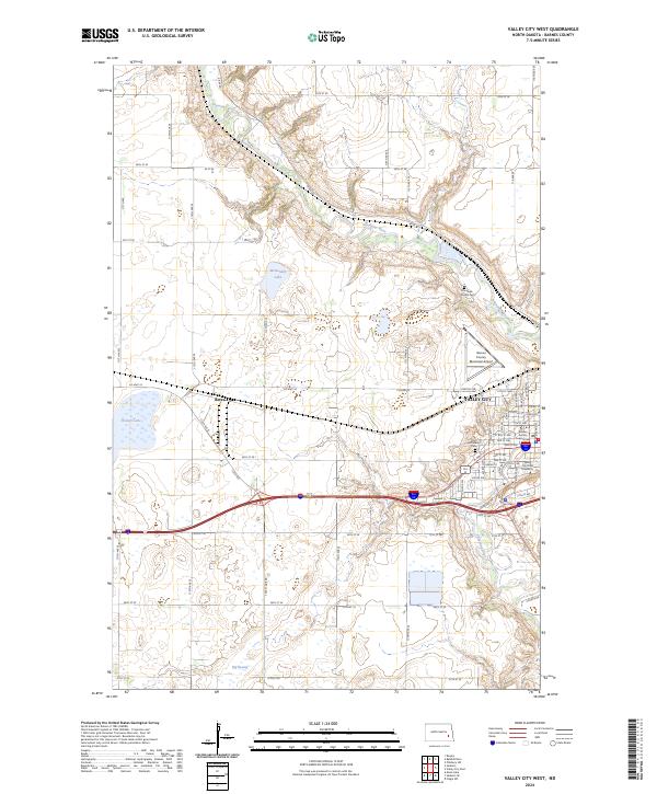 US Topo 7.5-minute map for Valley City West ND