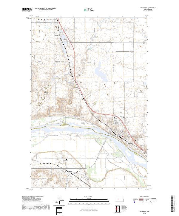 US Topo 7.5-minute map for Washburn ND