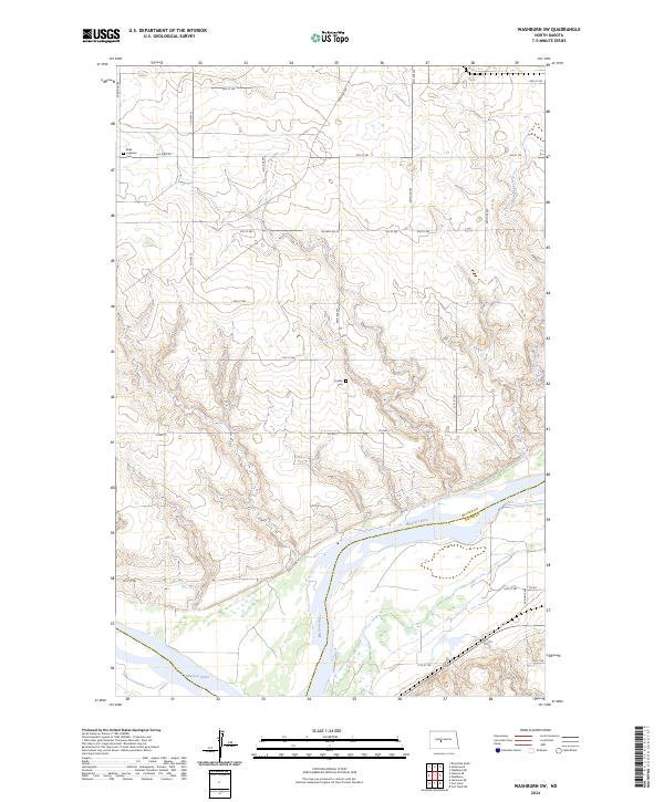 US Topo 7.5-minute map for Washburn SW ND