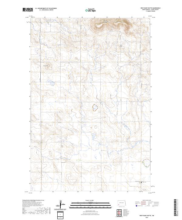 US Topo 7.5-minute map for West Rainy Butte ND