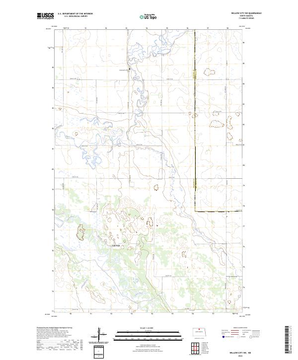 US Topo 7.5-minute map for Willow City SW ND