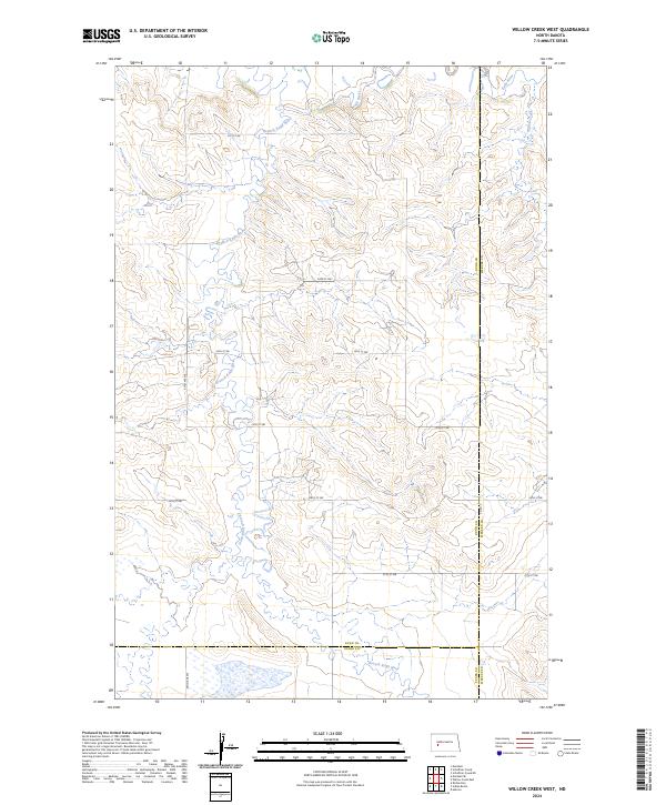 US Topo 7.5-minute map for Willow Creek West ND