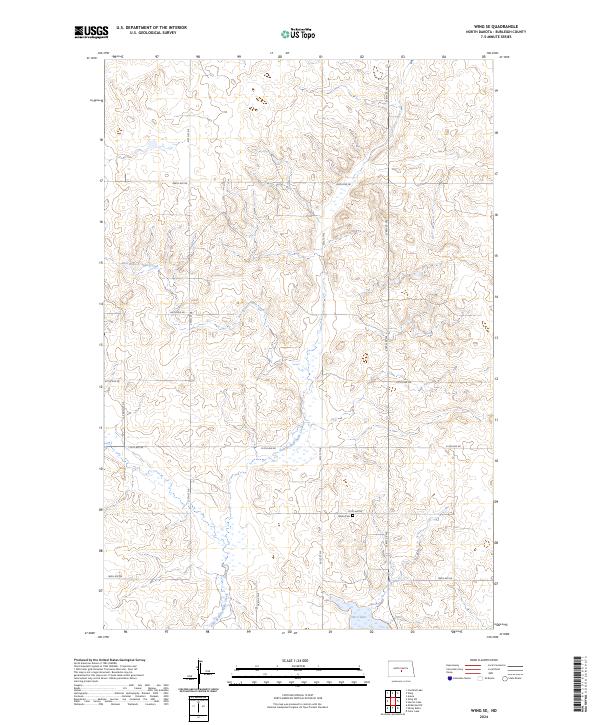 US Topo 7.5-minute map for Wing SE ND