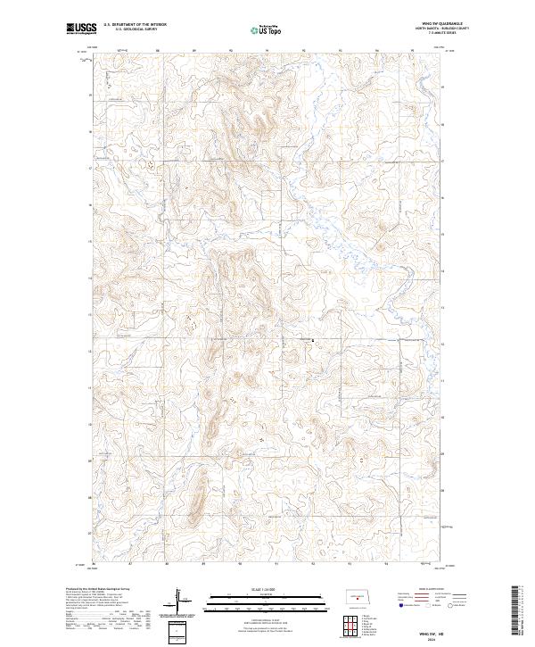 US Topo 7.5-minute map for Wing SW ND