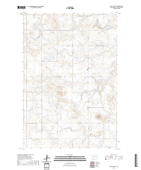 US Topo 7.5-minute map for Wolf Butte ND