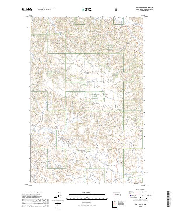 US Topo 7.5-minute map for Wolf Coulee ND