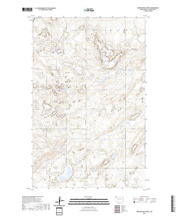 US Topo 7.5-minute map for Writing Rock North ND