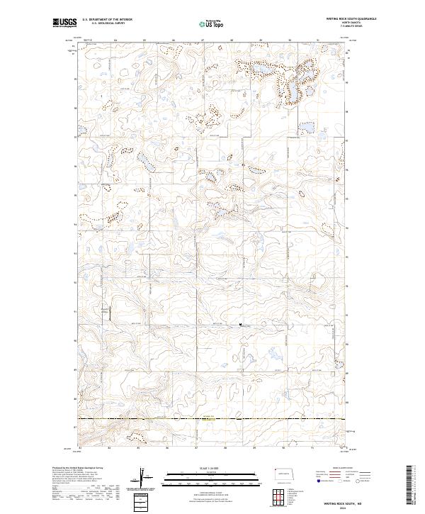 US Topo 7.5-minute map for Writing Rock South ND