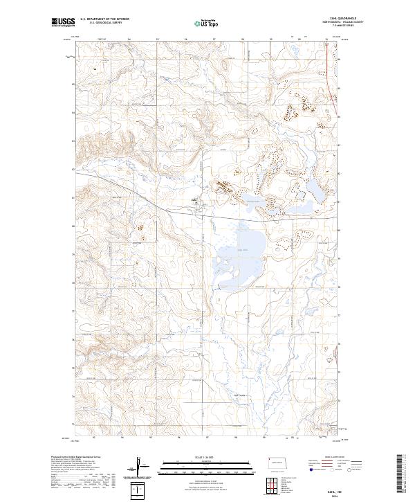 US Topo 7.5-minute map for Zahl ND