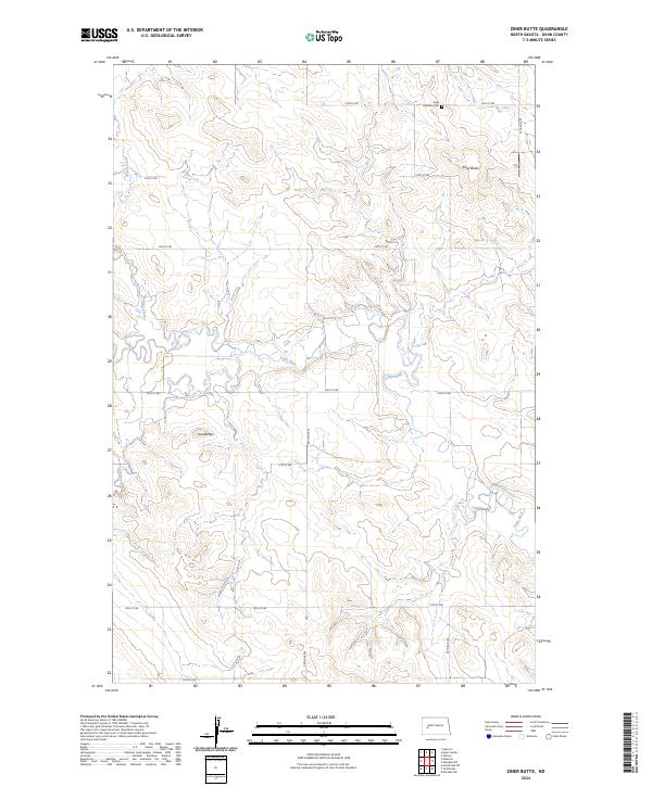 US Topo 7.5-minute map for Ziner Butte ND