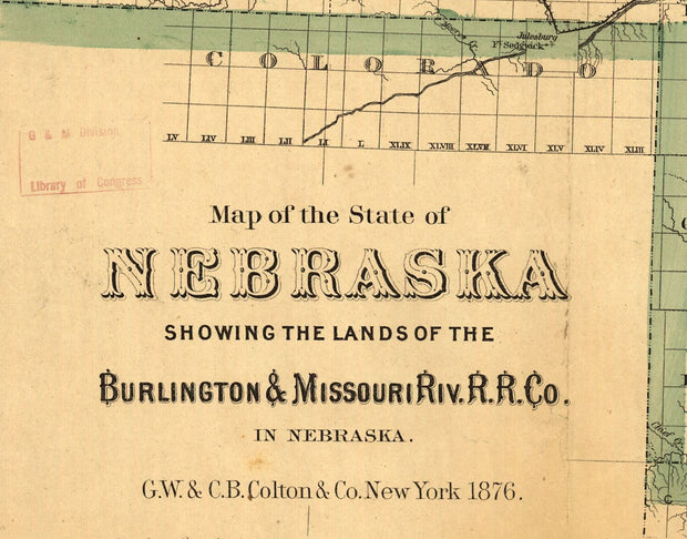 Map of the State of Nebraska Showing the Lands of Burlington and Missouri River RR Co's